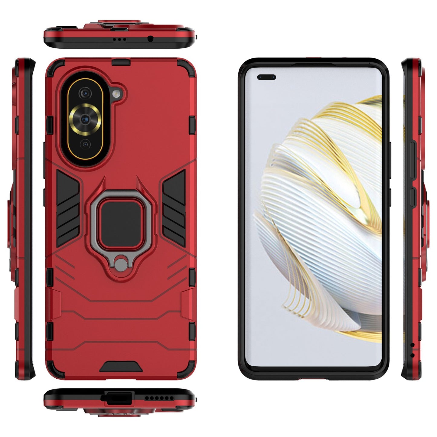 For Huawei nova 10 Pro 4G Ring Holder Kickstand Phone Case Well-protected PC + TPU Protective Cover