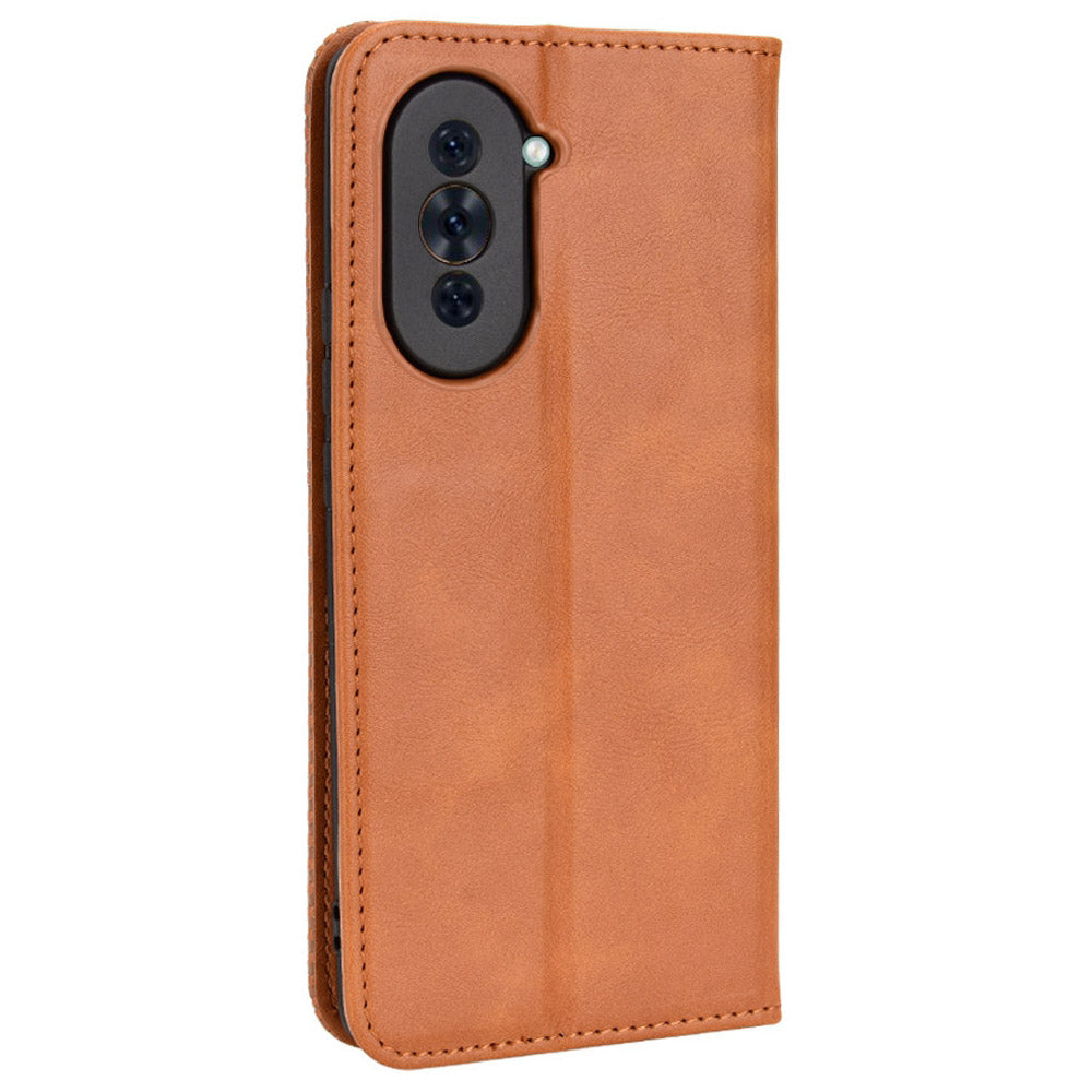 For Huawei nova 10 4G Flip Auto Closing Magnetic Retro PU Leather Wallet Case Stand Function Phone Shell Cover