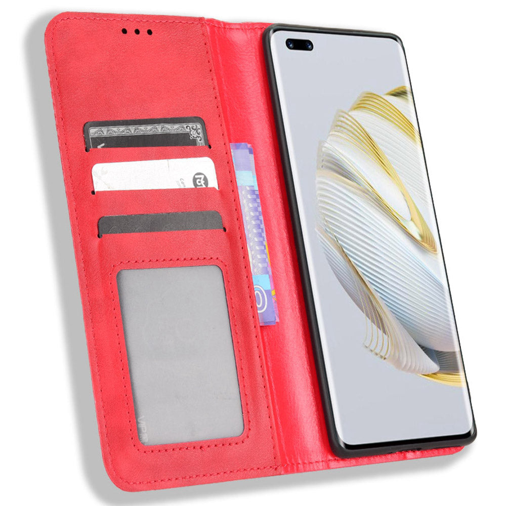 For Huawei nova 10 4G Flip Auto Closing Magnetic Retro PU Leather Wallet Case Stand Function Phone Shell Cover