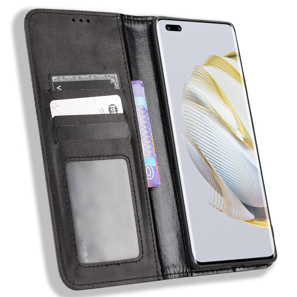For Huawei nova 10 4G Flip Auto Closing Magnetic Retro PU Leather Wallet Case Stand Function Phone Shell Cover