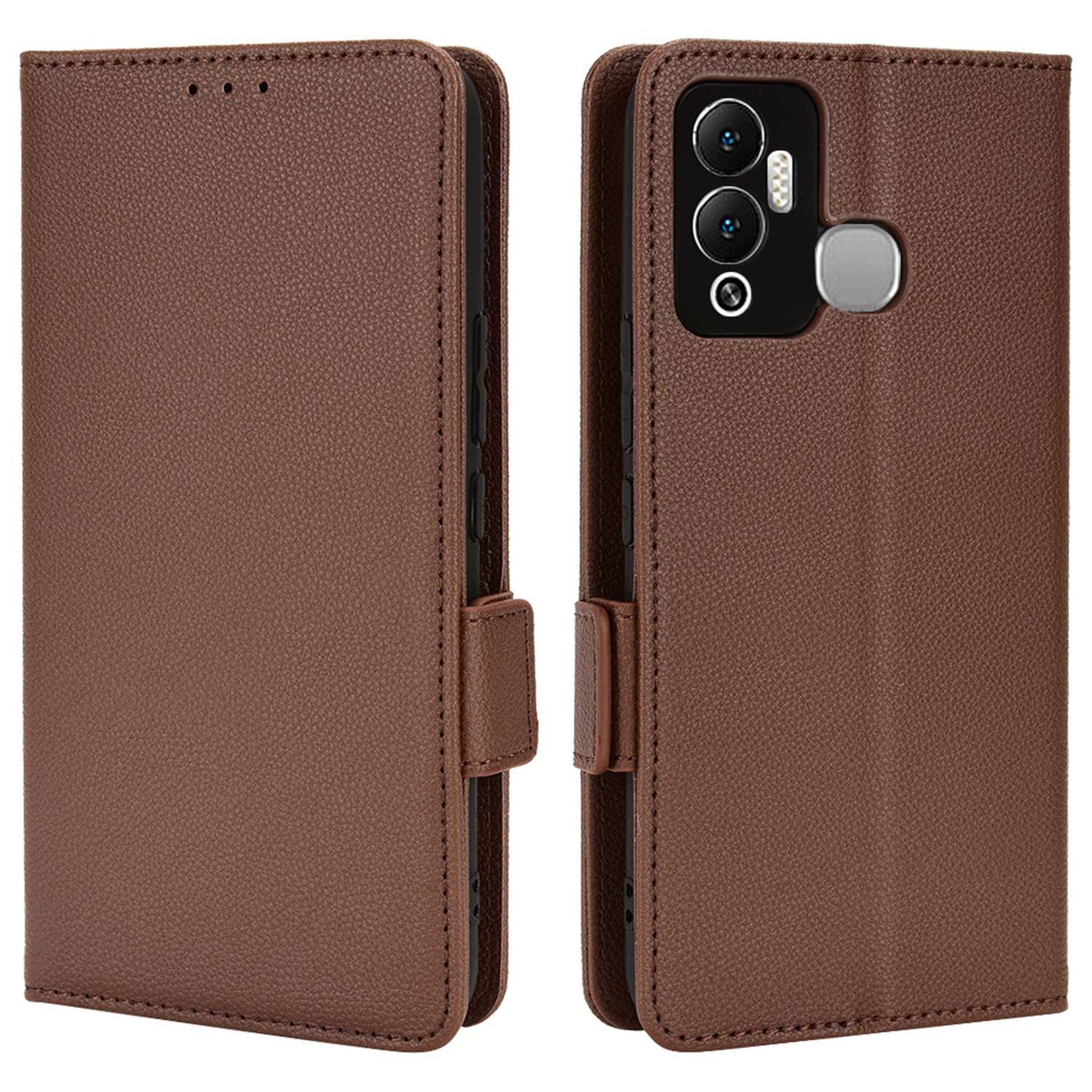 For Infinix Hot 12 Play 4G (X6816C) / Hot 12 Play NFC 4G Well-protected PU Leather Litchi Texture Phone Case Stand Wallet Magnetic Clasp Cover