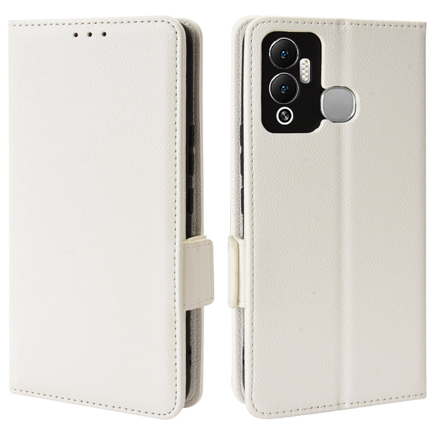 For Infinix Hot 12 Play 4G (X6816C) / Hot 12 Play NFC 4G Well-protected PU Leather Litchi Texture Phone Case Stand Wallet Magnetic Clasp Cover