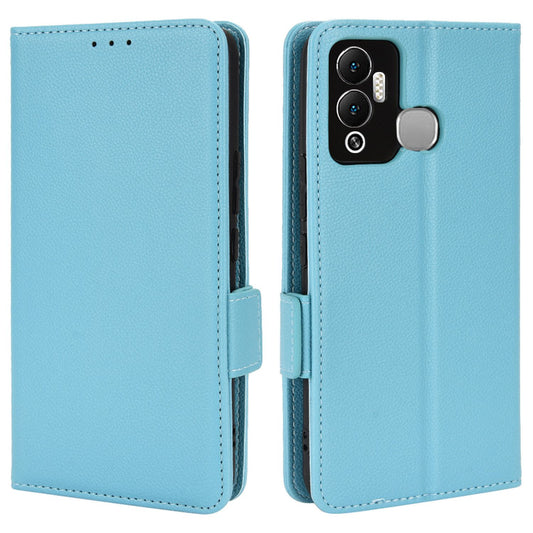 For Infinix Hot 12 Play 4G (X6816C) / Hot 12 Play NFC 4G Well-protected PU Leather Litchi Texture Phone Case Stand Wallet Magnetic Clasp Cover
