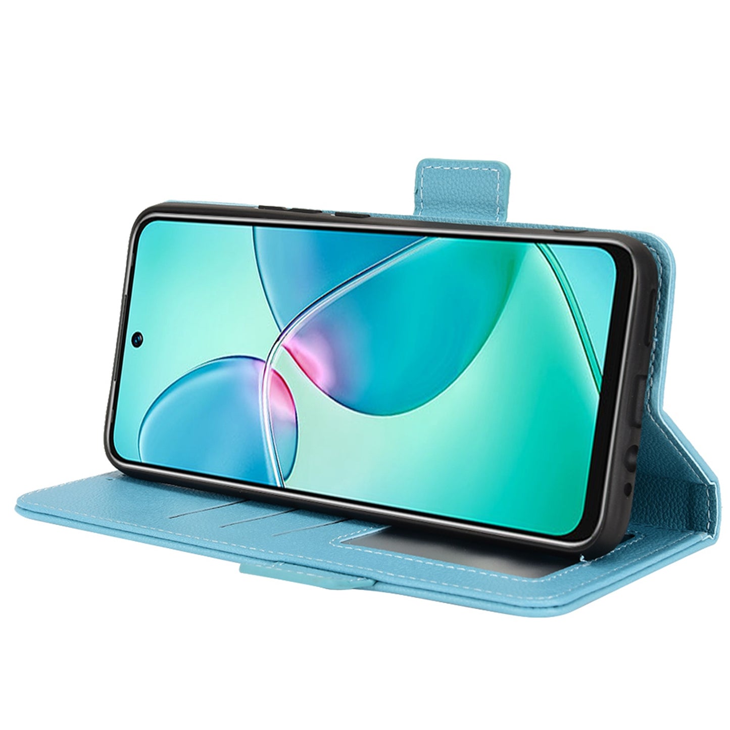 For Infinix Hot 12 Play 4G (X6816C) / Hot 12 Play NFC 4G Well-protected PU Leather Litchi Texture Phone Case Stand Wallet Magnetic Clasp Cover