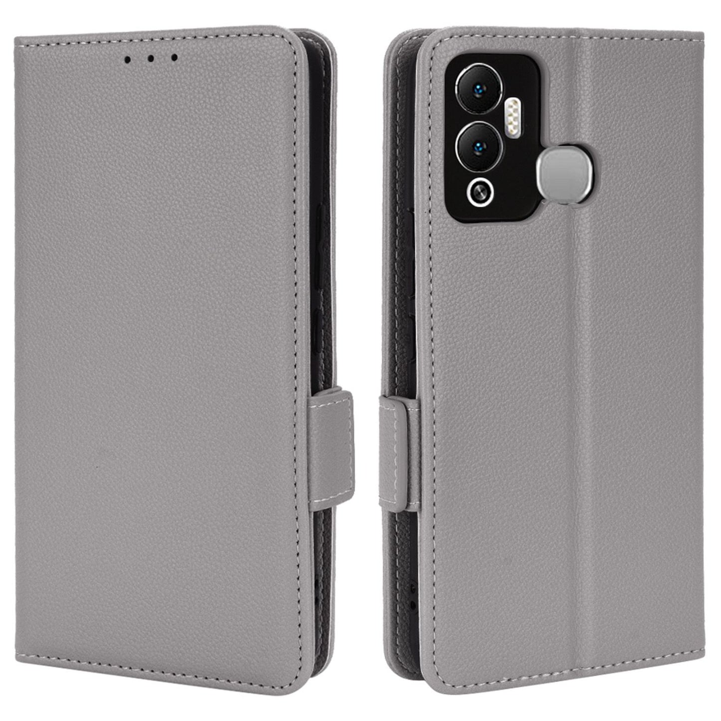 For Infinix Hot 12 Play 4G (X6816C) / Hot 12 Play NFC 4G Well-protected PU Leather Litchi Texture Phone Case Stand Wallet Magnetic Clasp Cover