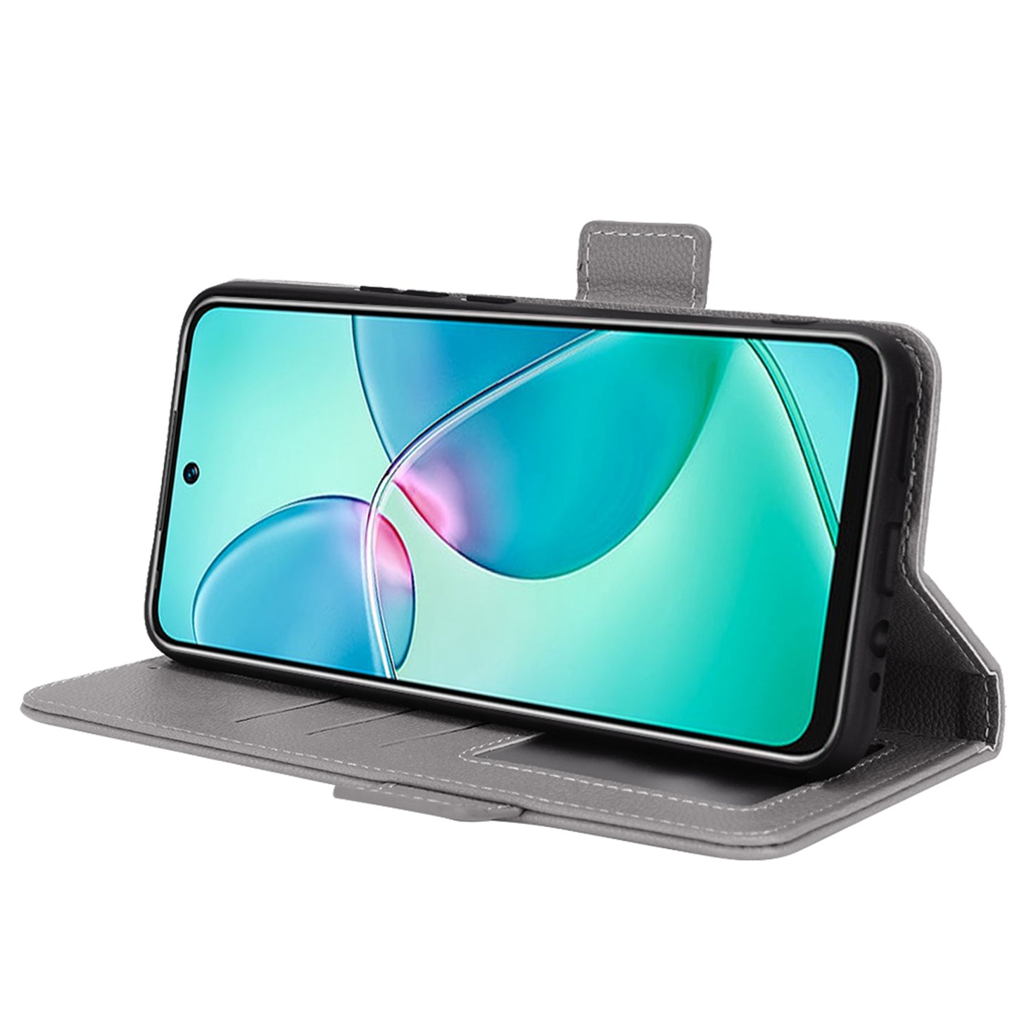 For Infinix Hot 12 Play 4G (X6816C) / Hot 12 Play NFC 4G Well-protected PU Leather Litchi Texture Phone Case Stand Wallet Magnetic Clasp Cover