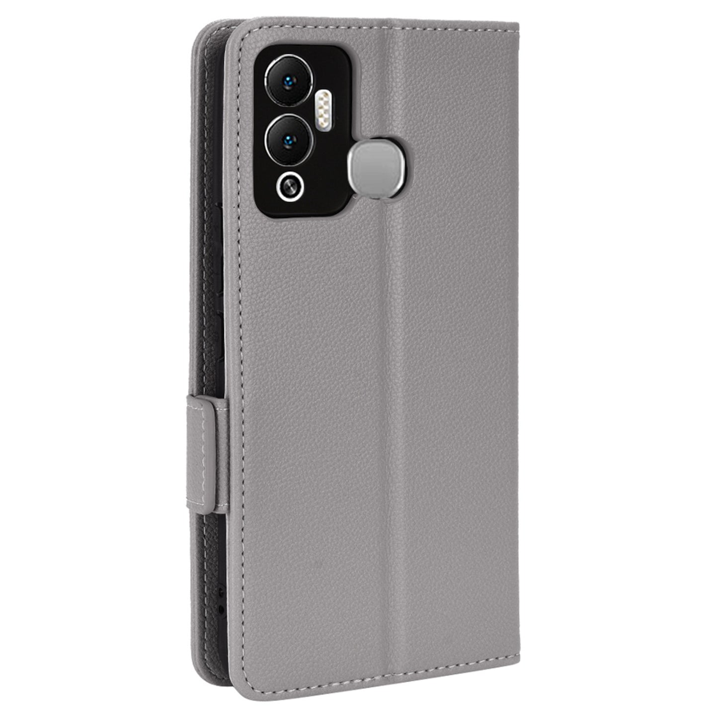 For Infinix Hot 12 Play 4G (X6816C) / Hot 12 Play NFC 4G Well-protected PU Leather Litchi Texture Phone Case Stand Wallet Magnetic Clasp Cover