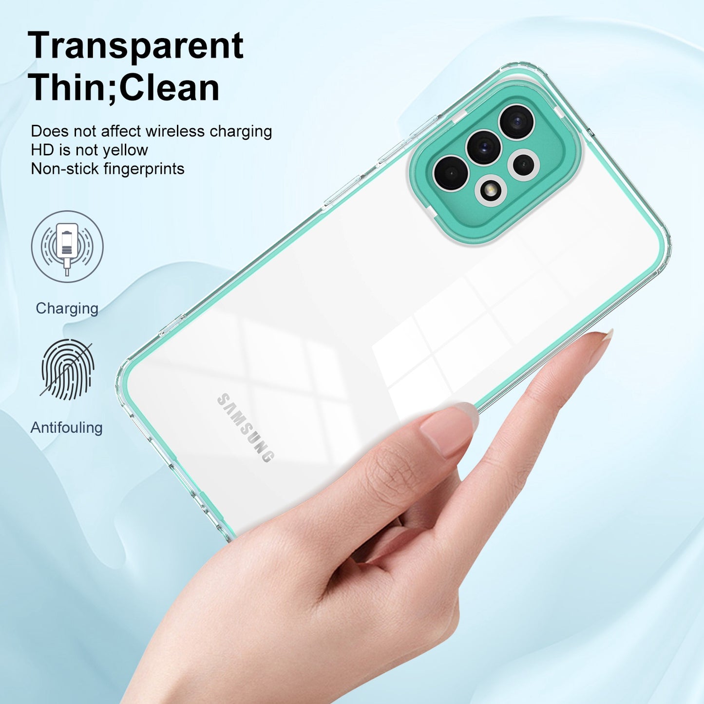 For Samsung Galaxy A73 5G Ultra-thin Clear TPU Phone Case with Colorful Frame Drop-proof Anti-scratch Phone Cover