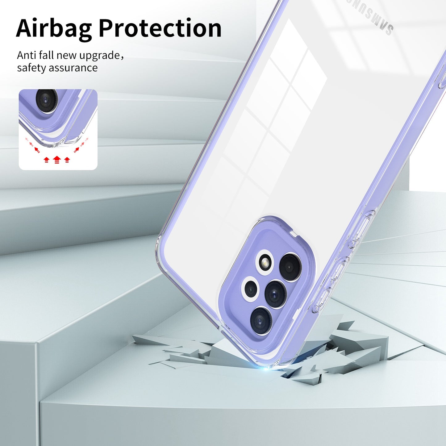 For Samsung Galaxy A73 5G Ultra-thin Clear TPU Phone Case with Colorful Frame Drop-proof Anti-scratch Phone Cover