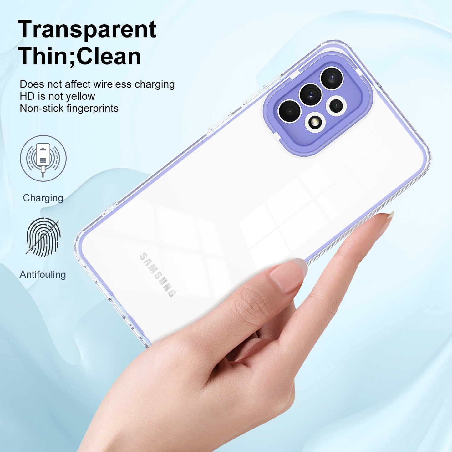For Samsung Galaxy A73 5G Ultra-thin Clear TPU Phone Case with Colorful Frame Drop-proof Anti-scratch Phone Cover
