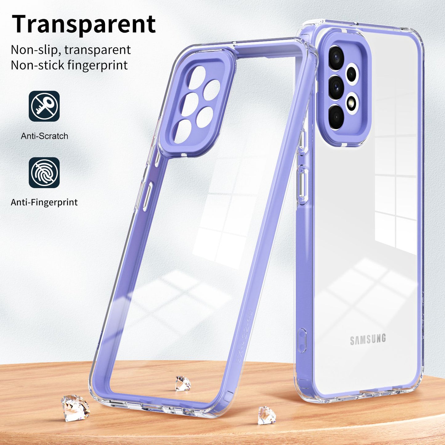 For Samsung Galaxy A73 5G Ultra-thin Clear TPU Phone Case with Colorful Frame Drop-proof Anti-scratch Phone Cover