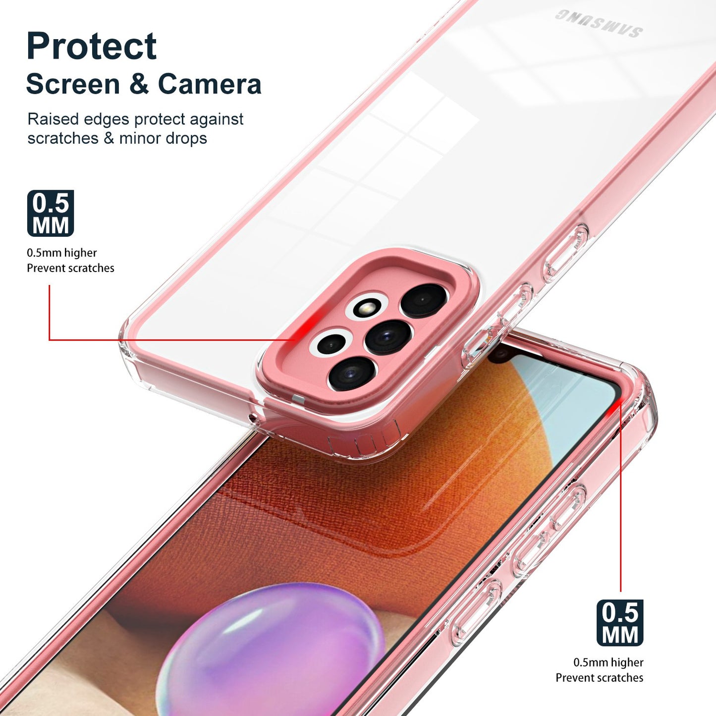 For Samsung Galaxy A73 5G Ultra-thin Clear TPU Phone Case with Colorful Frame Drop-proof Anti-scratch Phone Cover