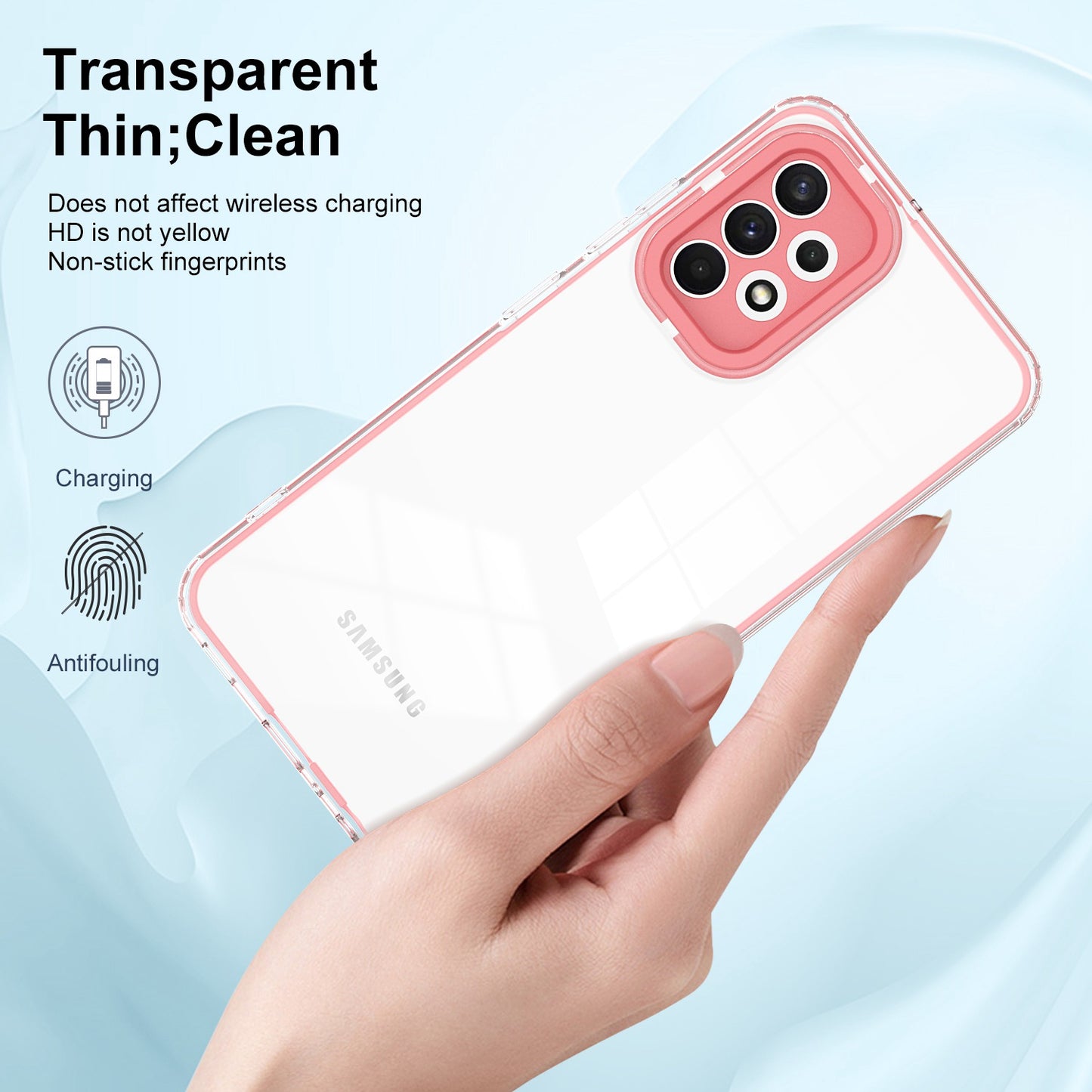 For Samsung Galaxy A73 5G Ultra-thin Clear TPU Phone Case with Colorful Frame Drop-proof Anti-scratch Phone Cover