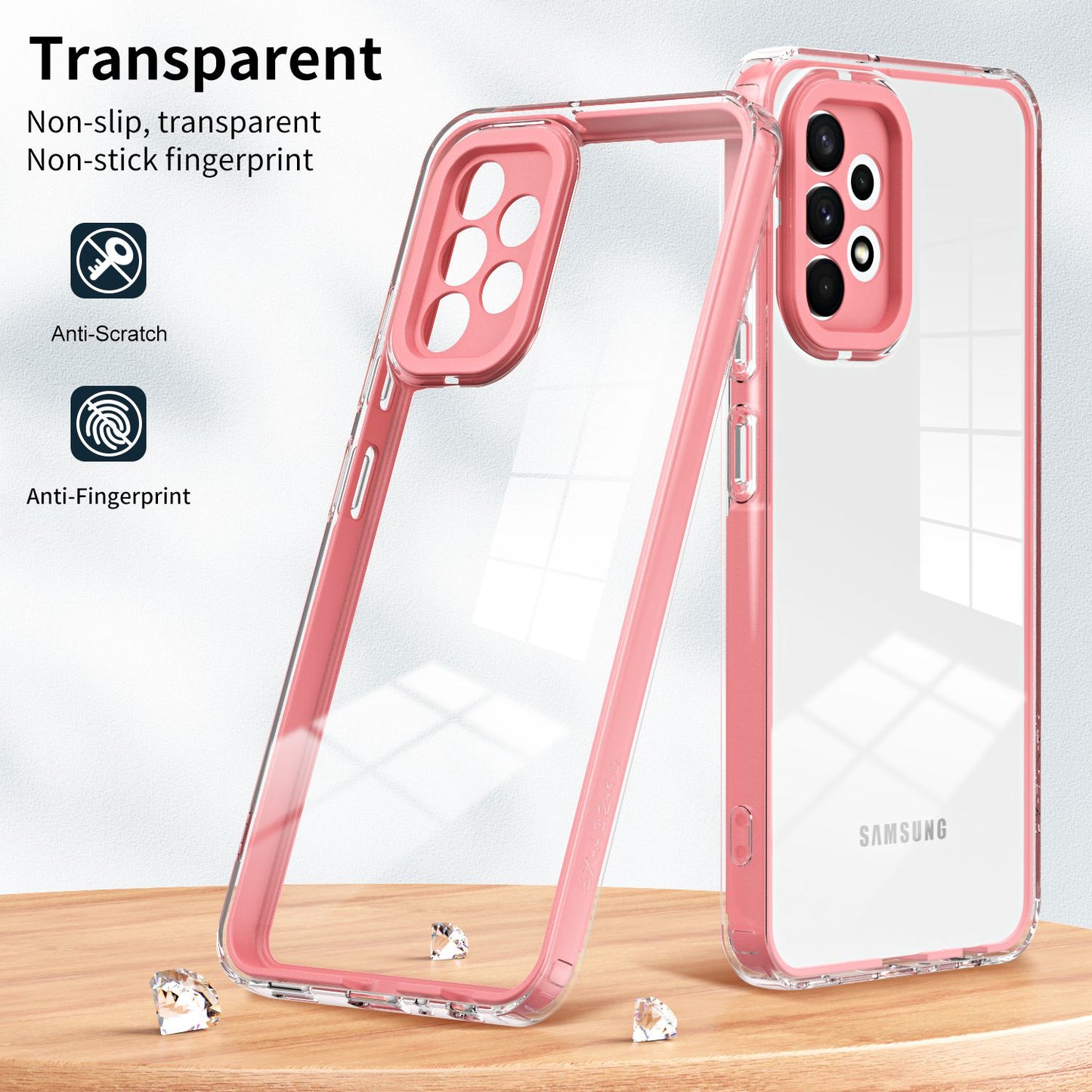 For Samsung Galaxy A73 5G Ultra-thin Clear TPU Phone Case with Colorful Frame Drop-proof Anti-scratch Phone Cover