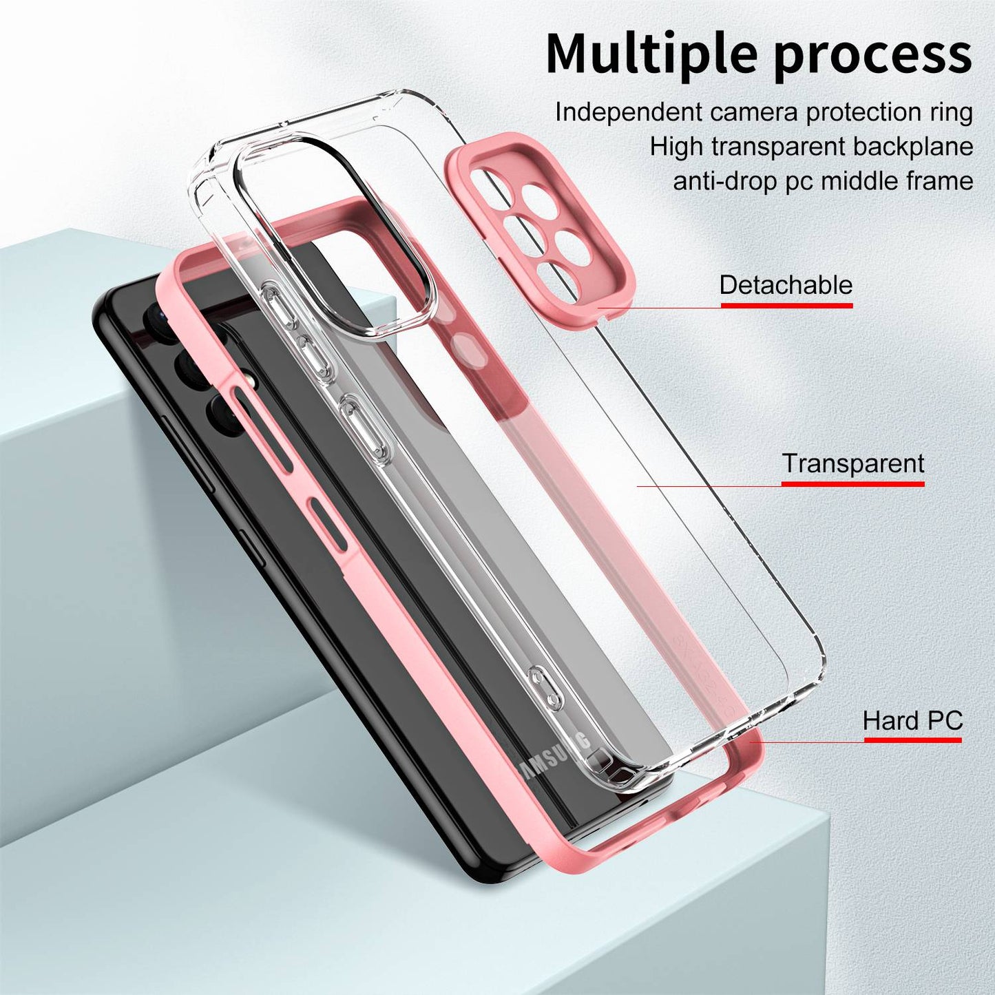 For Samsung Galaxy A73 5G Ultra-thin Clear TPU Phone Case with Colorful Frame Drop-proof Anti-scratch Phone Cover
