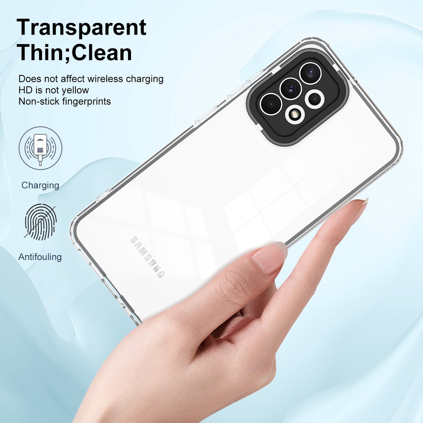 For Samsung Galaxy A73 5G Ultra-thin Clear TPU Phone Case with Colorful Frame Drop-proof Anti-scratch Phone Cover
