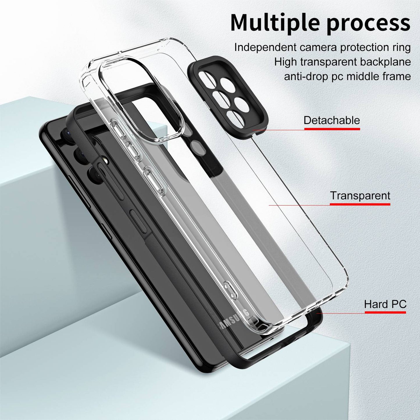 For Samsung Galaxy A73 5G Ultra-thin Clear TPU Phone Case with Colorful Frame Drop-proof Anti-scratch Phone Cover