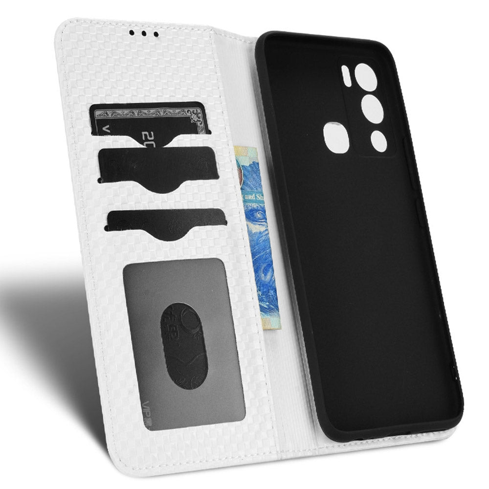 For Infinix Hot 12i 4G Grid Texture PU Leather+Inner TPU Stand Case Magnetic Auto-absorbed Cell Phone Wallet Cover
