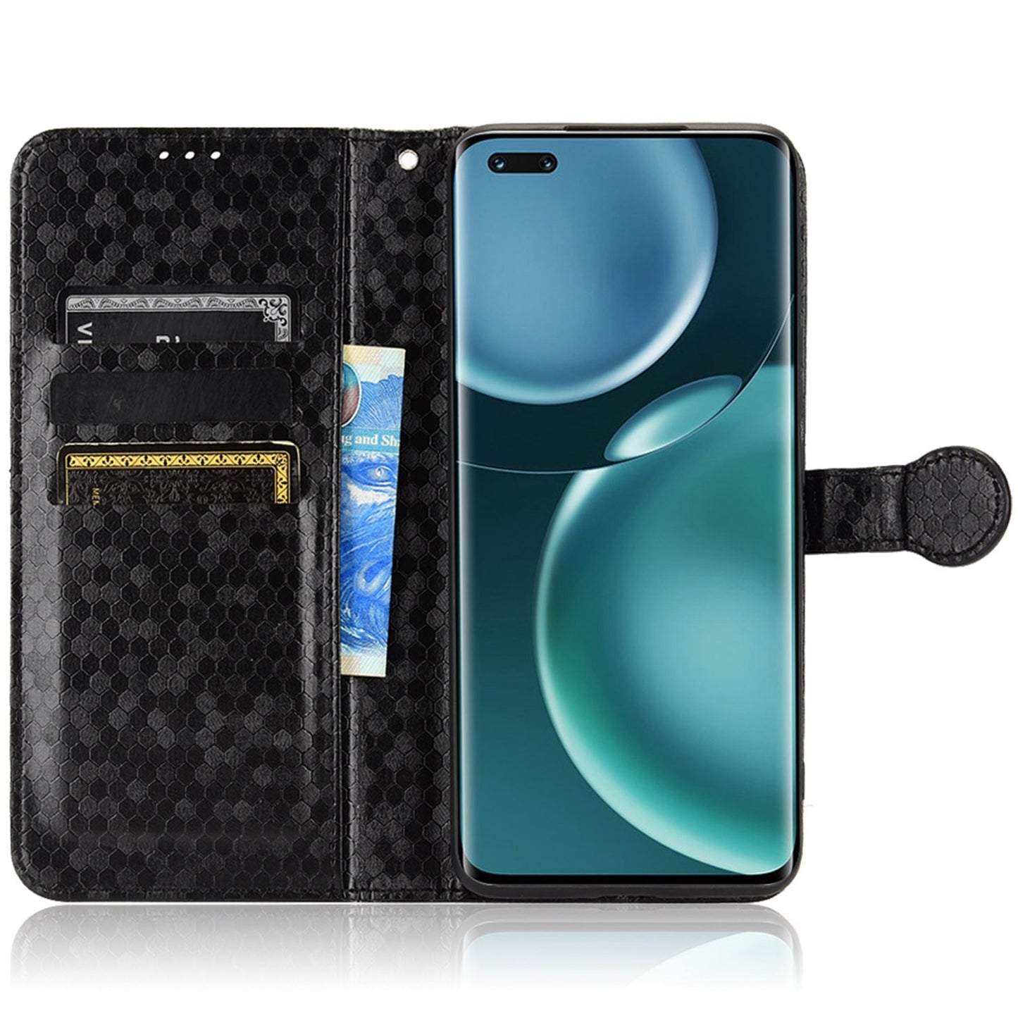 For Honor Magic4 Pro 5G Anti-dust PU Leather Phone Case Imprinted Dot Pattern Wallet Stand Flip Mobile Phone Cover