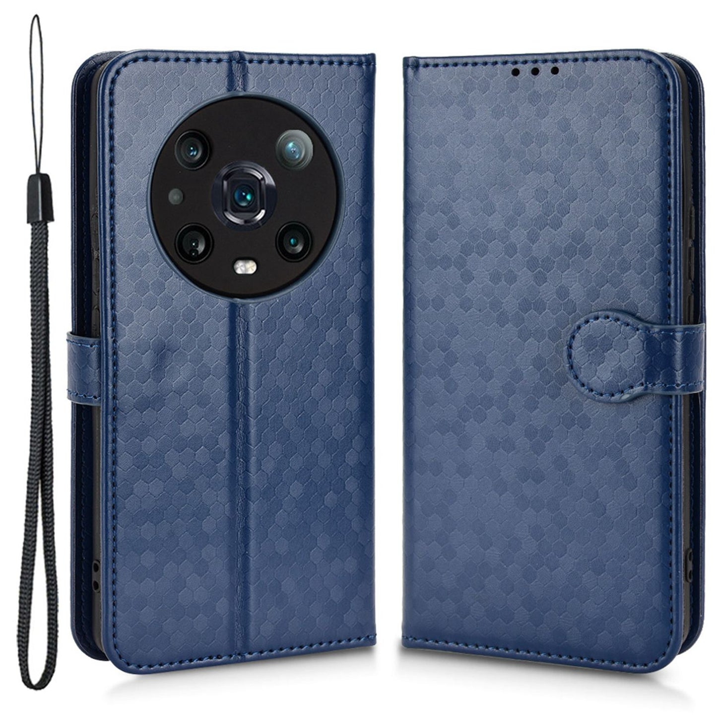 For Honor Magic4 Pro 5G Anti-dust PU Leather Phone Case Imprinted Dot Pattern Wallet Stand Flip Mobile Phone Cover