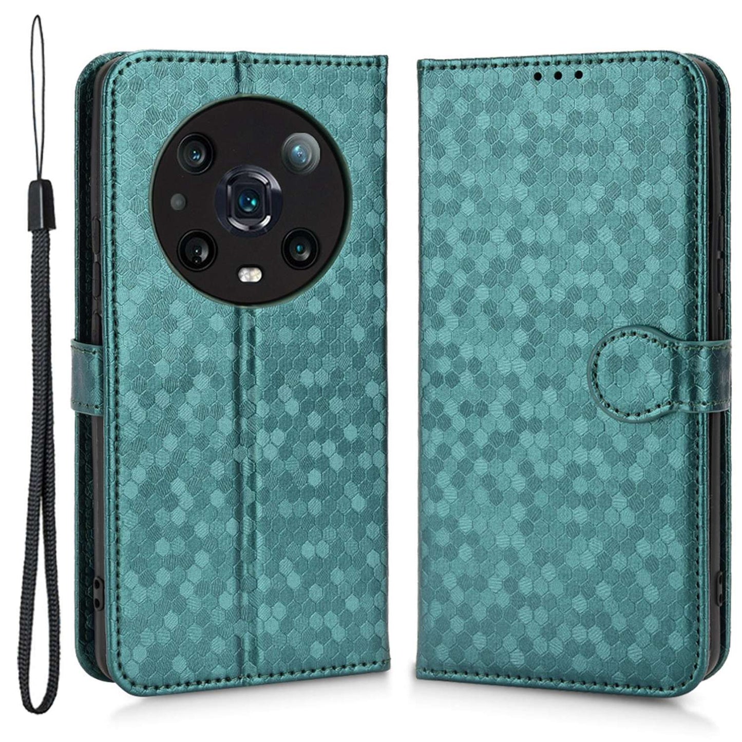 For Honor Magic4 Pro 5G Anti-dust PU Leather Phone Case Imprinted Dot Pattern Wallet Stand Flip Mobile Phone Cover