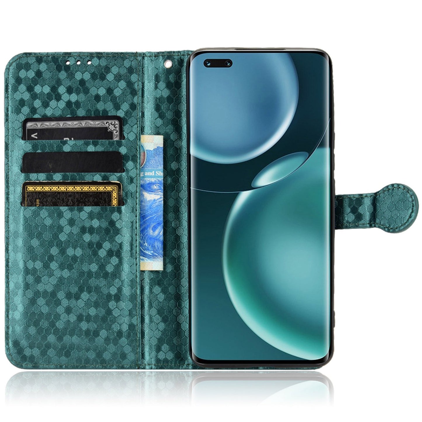 For Honor Magic4 Pro 5G Anti-dust PU Leather Phone Case Imprinted Dot Pattern Wallet Stand Flip Mobile Phone Cover