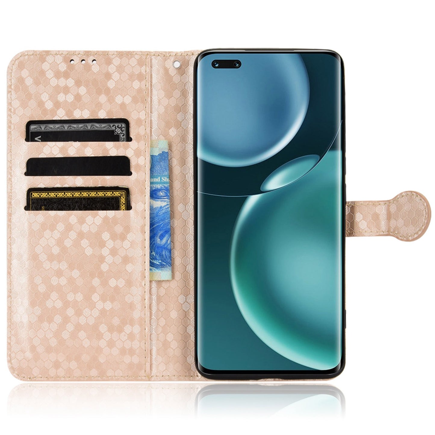 For Honor Magic4 Pro 5G Anti-dust PU Leather Phone Case Imprinted Dot Pattern Wallet Stand Flip Mobile Phone Cover
