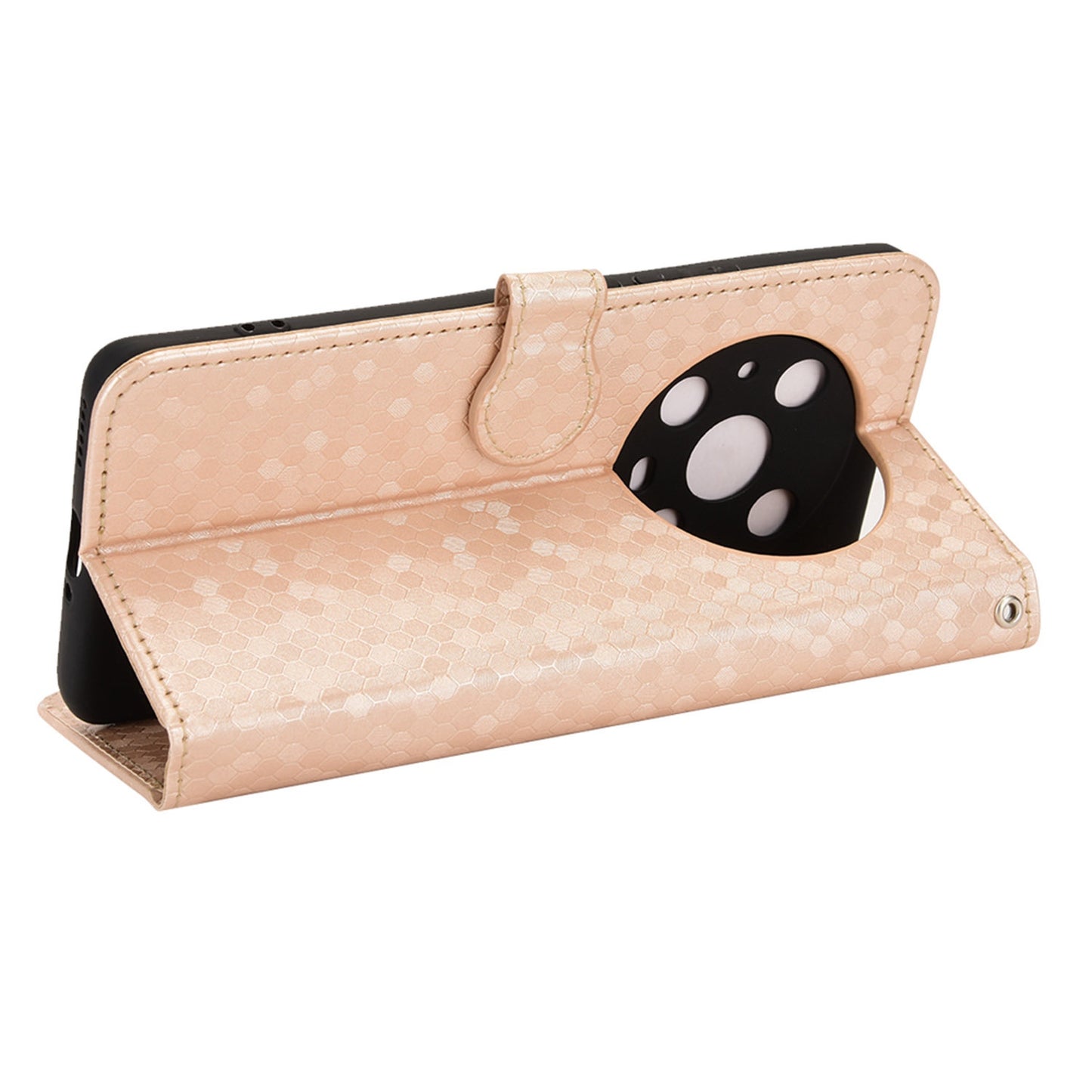 For Honor Magic4 Pro 5G Anti-dust PU Leather Phone Case Imprinted Dot Pattern Wallet Stand Flip Mobile Phone Cover