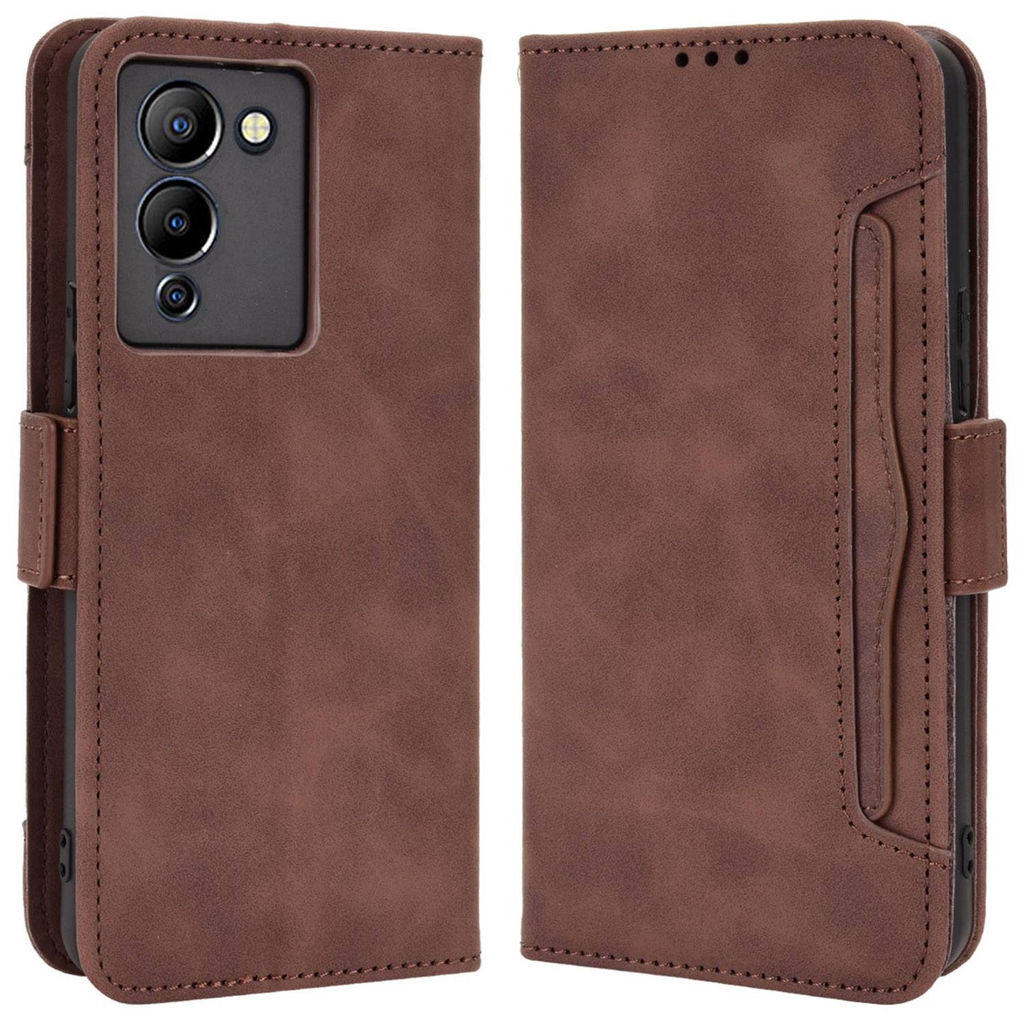 For Infinix Note 12 G96 4G / Note 12 Turbo Anti-scratch PU Leather Flip Wallet Case Multiple Card Slots Stand Magnetic Shockproof Mobile Phone Cover