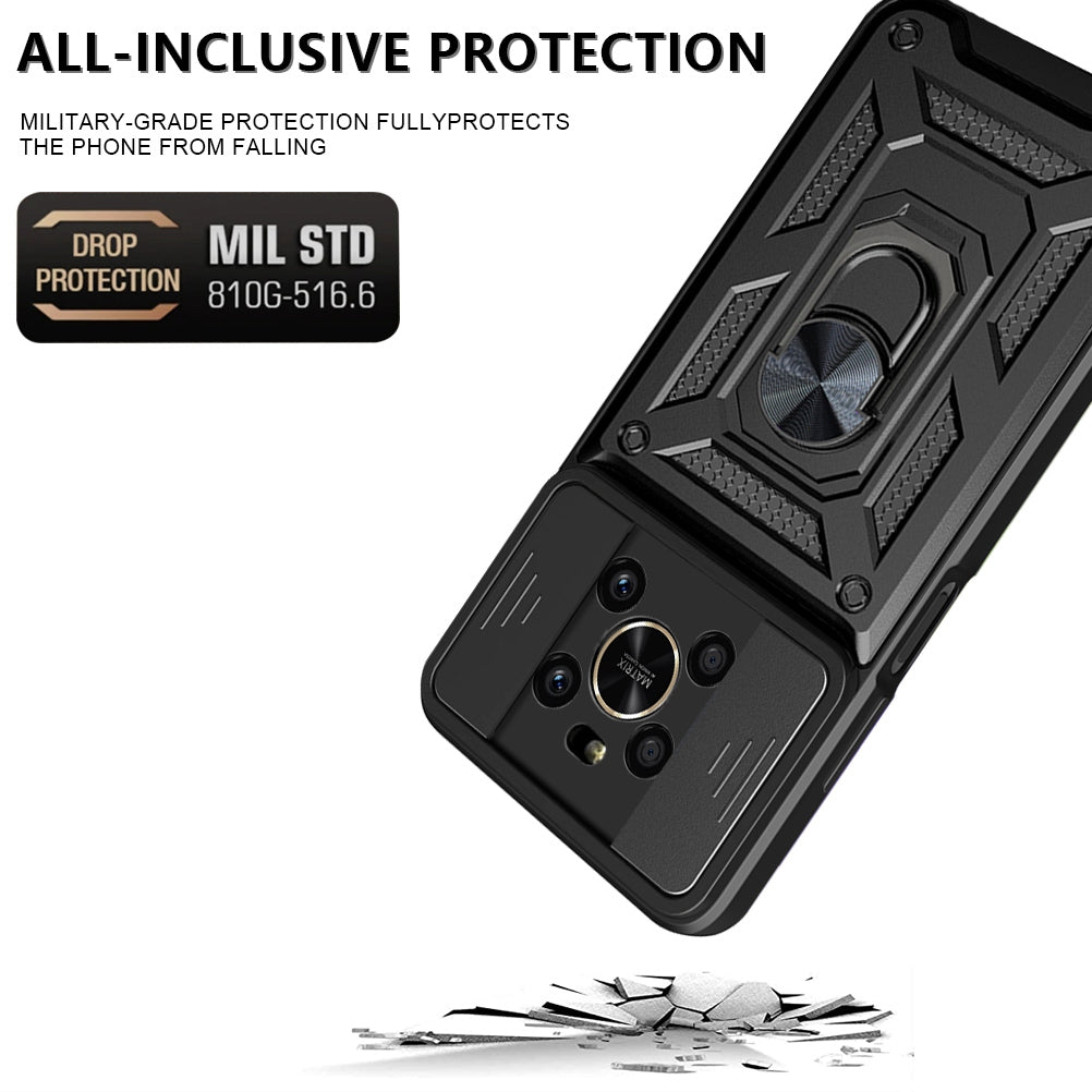 For Honor X9 4G / 5G Impact Resistant Cell Phone Shell Kickstand PC + TPU Hybrid Cover Slide Camera Protection Phone Case