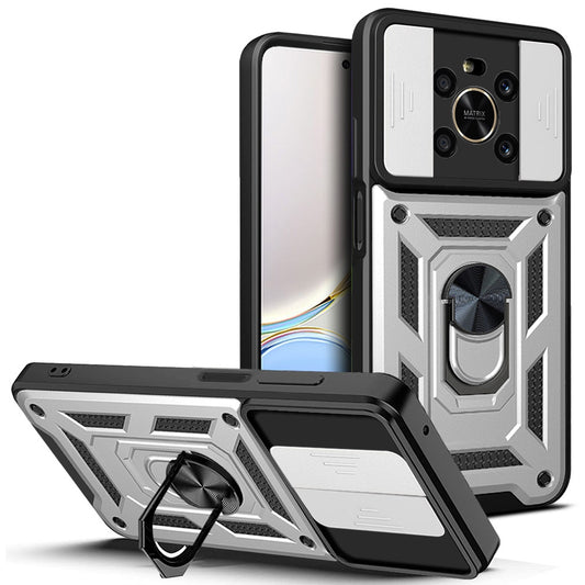 For Honor X9 4G / 5G Impact Resistant Cell Phone Shell Kickstand PC + TPU Hybrid Cover Slide Camera Protection Phone Case