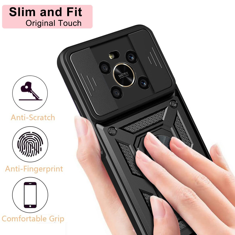 For Honor X9 4G / 5G Impact Resistant Cell Phone Shell Kickstand PC + TPU Hybrid Cover Slide Camera Protection Phone Case
