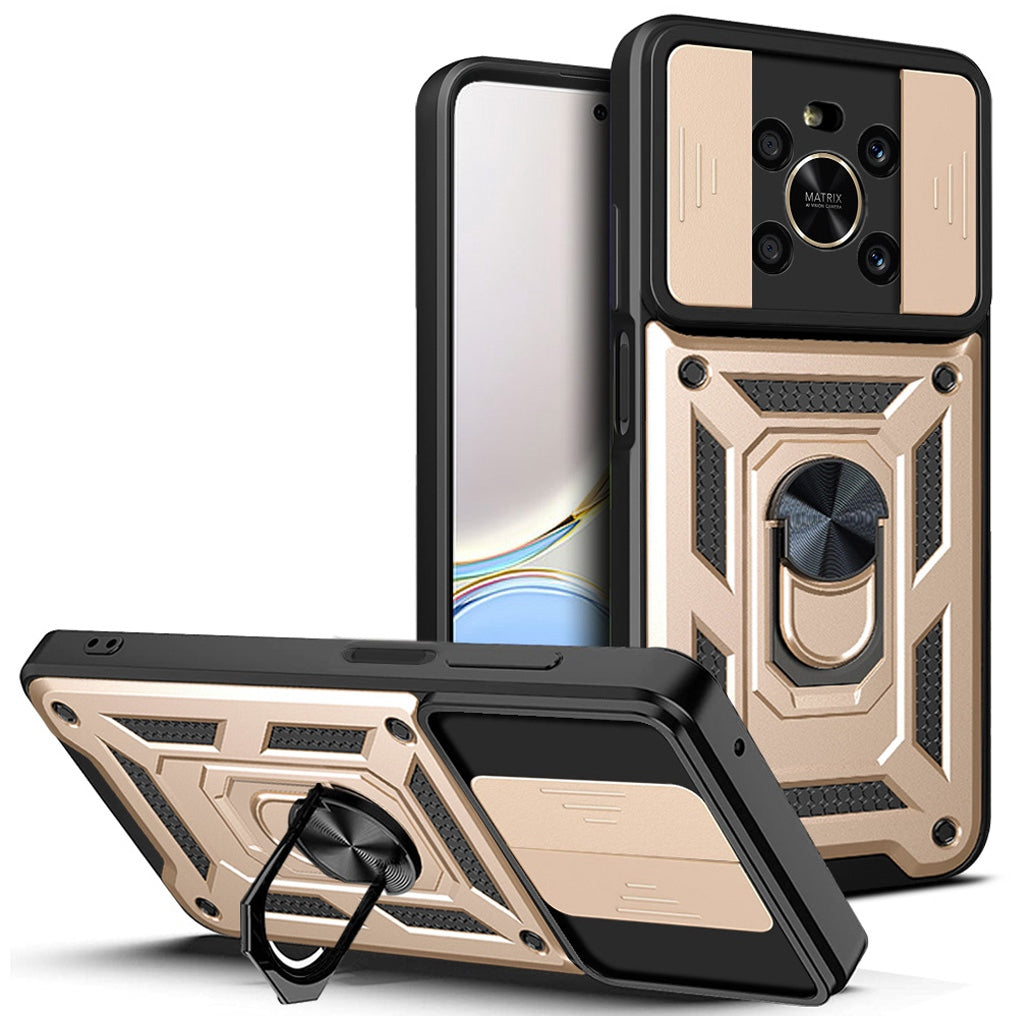 For Honor X9 4G / 5G Impact Resistant Cell Phone Shell Kickstand PC + TPU Hybrid Cover Slide Camera Protection Phone Case