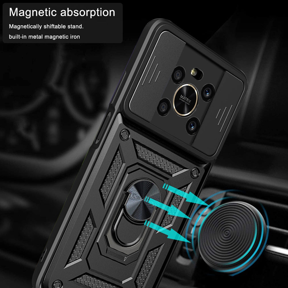 For Honor X9 4G / 5G Impact Resistant Cell Phone Shell Kickstand PC + TPU Hybrid Cover Slide Camera Protection Phone Case