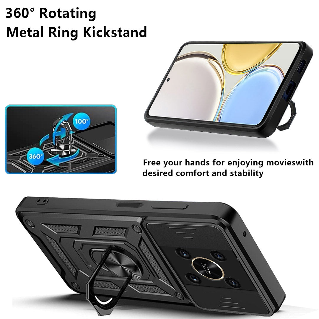 For Honor X9 4G / 5G Impact Resistant Cell Phone Shell Kickstand PC + TPU Hybrid Cover Slide Camera Protection Phone Case