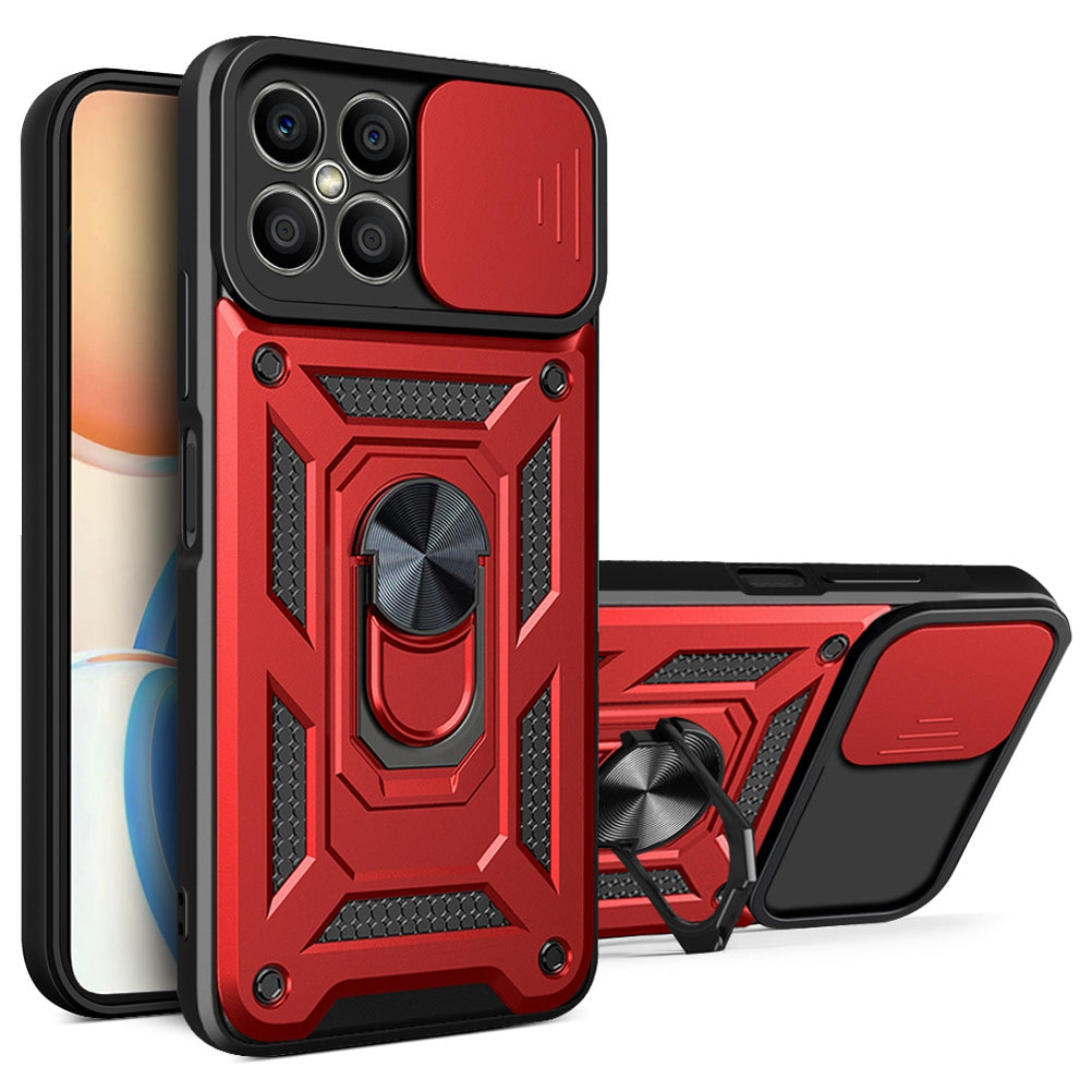 For Honor X8 Bump Proof Cell Phone Shell Kickstand PC + TPU Hybrid Cover Slide Camera Protection Phone Case