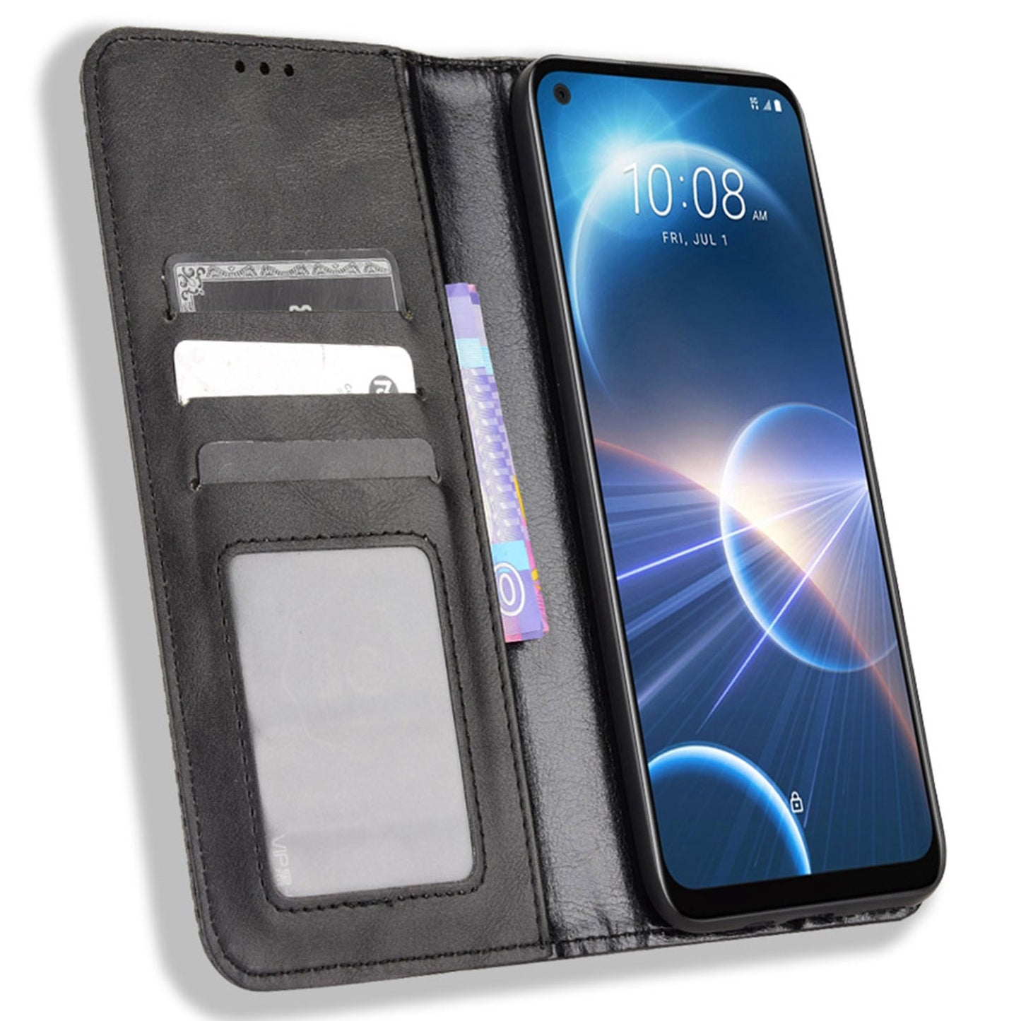 For HTC Desire 22 Pro 5G Auto Closing Magnetic Retro PU Leather Wallet Design Case Stand Function Phone Shell Cover
