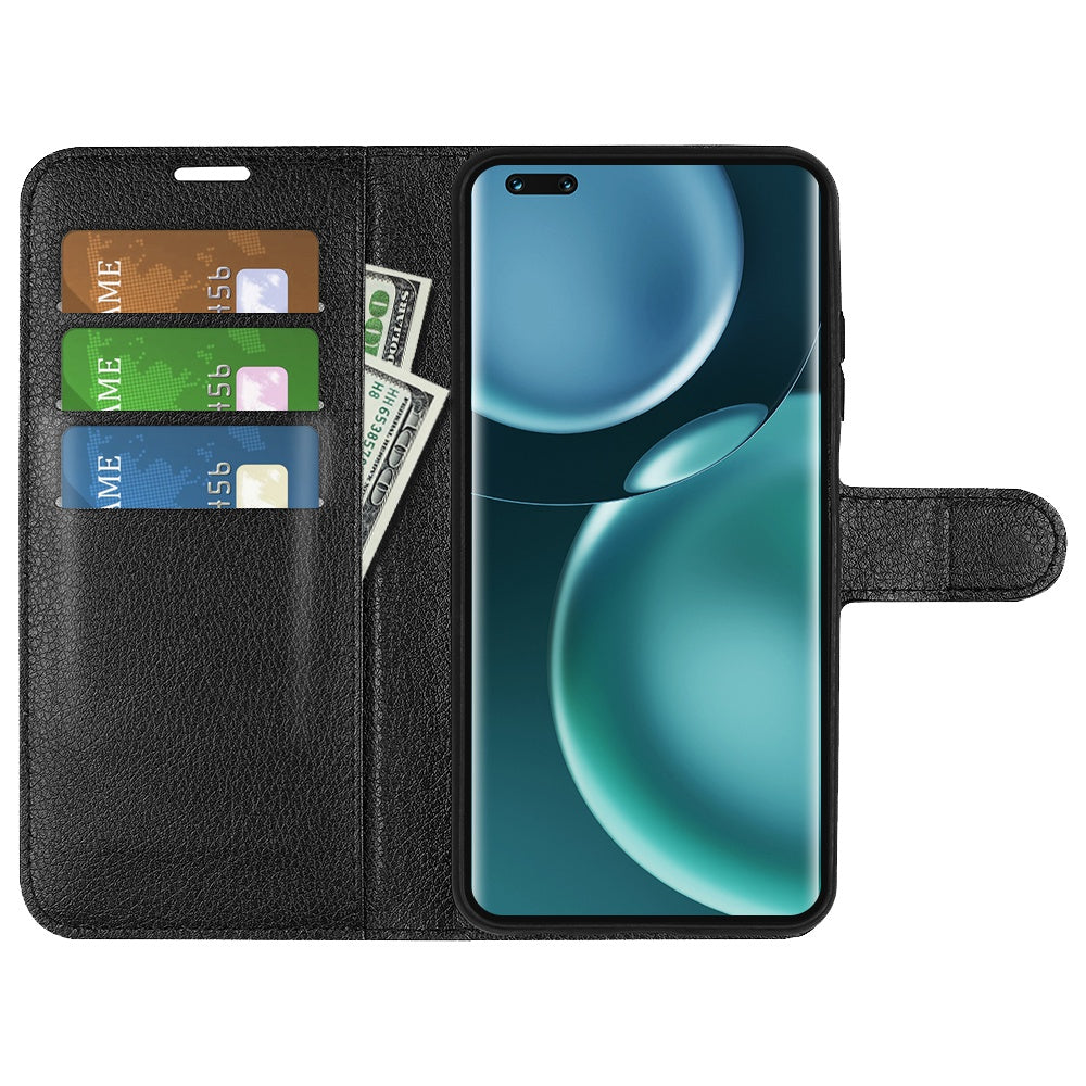 For Honor Magic4 Pro 5G Shockproof Litchi Texture Folio Flip Phone Case Anti-scratch PU Leather Wallet Stand Cover