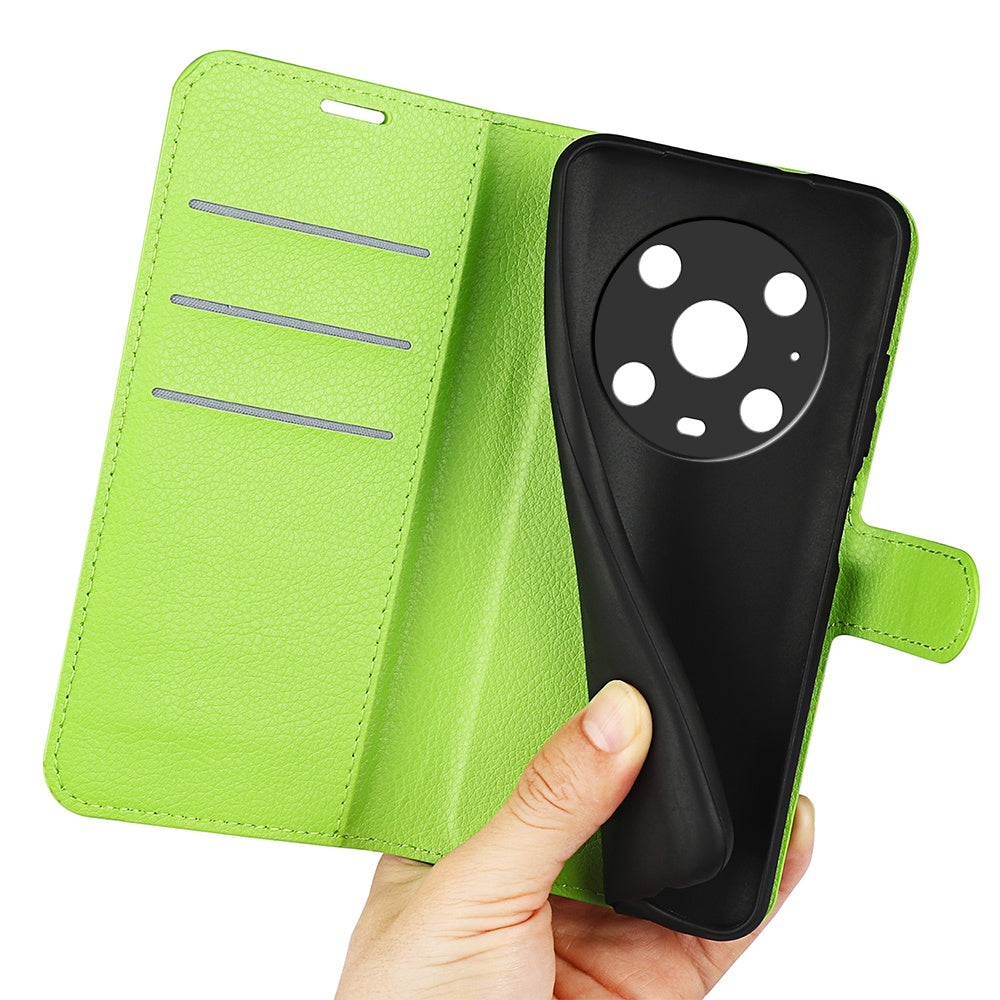 For Honor Magic4 Pro 5G Shockproof Litchi Texture Folio Flip Phone Case Anti-scratch PU Leather Wallet Stand Cover