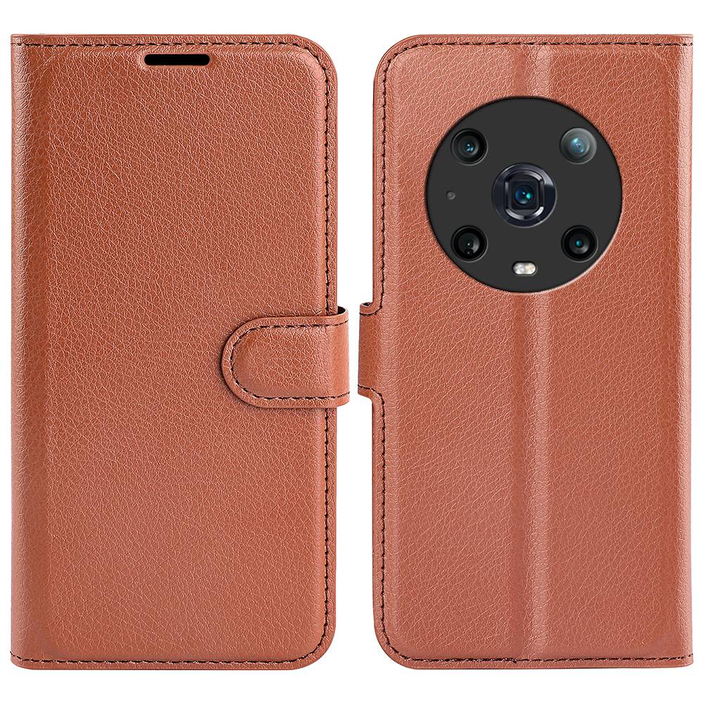 For Honor Magic4 Pro 5G Shockproof Litchi Texture Folio Flip Phone Case Anti-scratch PU Leather Wallet Stand Cover