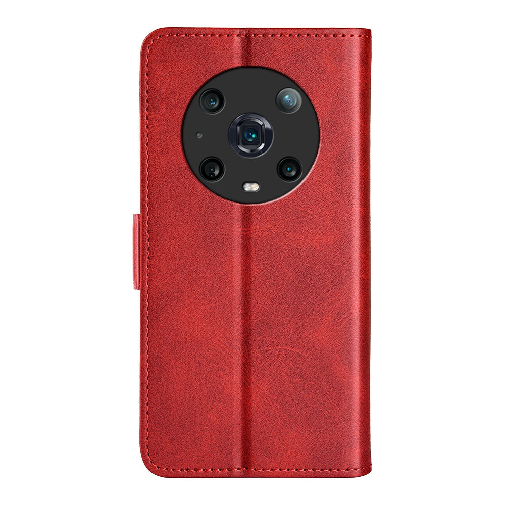 For Honor Magic4 Pro 5G Double Magnetic Clasp Folio Flip Phone Case Textured PU Leather Stand Wallet Cover