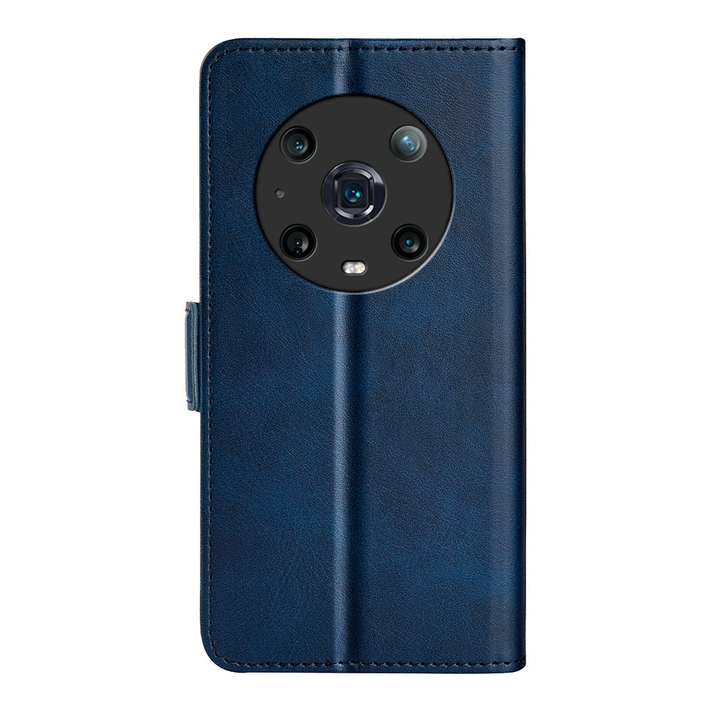For Honor Magic4 Pro 5G Double Magnetic Clasp Folio Flip Phone Case Textured PU Leather Stand Wallet Cover