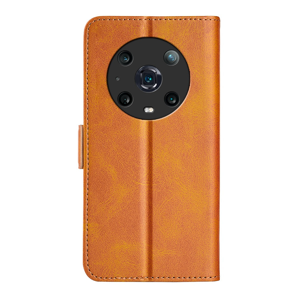 For Honor Magic4 Pro 5G Double Magnetic Clasp Folio Flip Phone Case Textured PU Leather Stand Wallet Cover