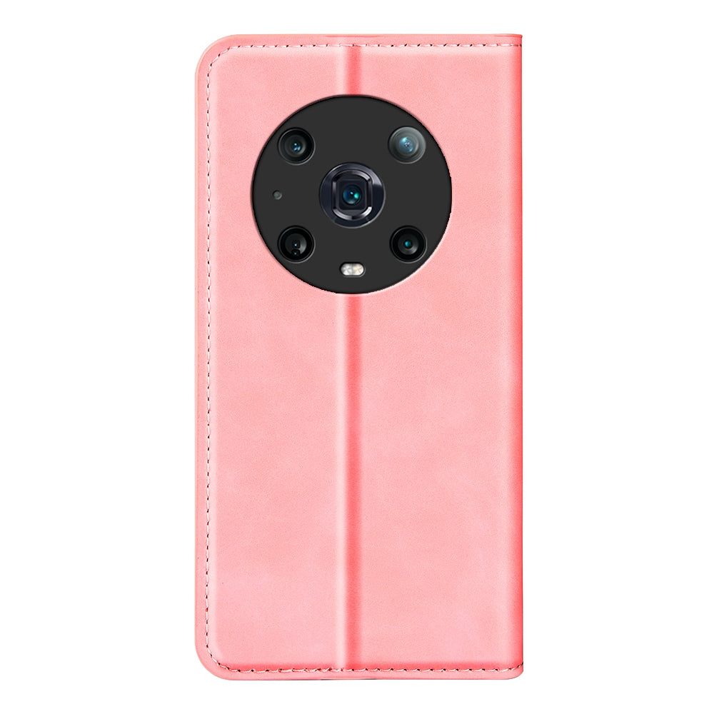 For Honor Magic4 Pro 5G Skin-touch Feeling PU Leather Magnetic Auto-absorbed Phone Case Cover with Stand Wallet