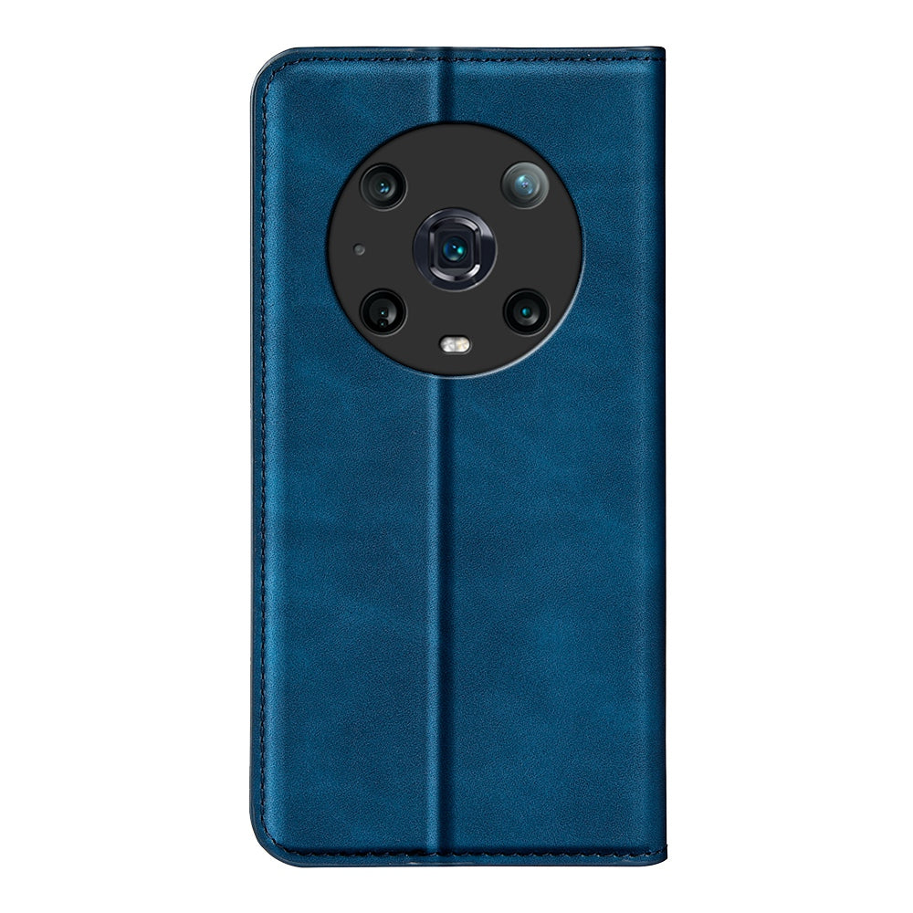 For Honor Magic4 Pro 5G Skin-touch Feeling PU Leather Magnetic Auto-absorbed Phone Case Cover with Stand Wallet