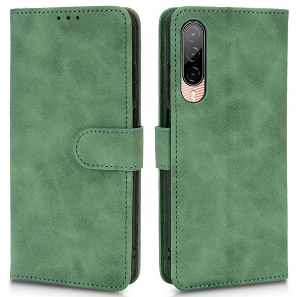 For HTC Desire 22 Pro 5G Drop-proof PU Leather Folio Flip Case Skin-touch Feeling Stand Wallet Phone Cover with Strap