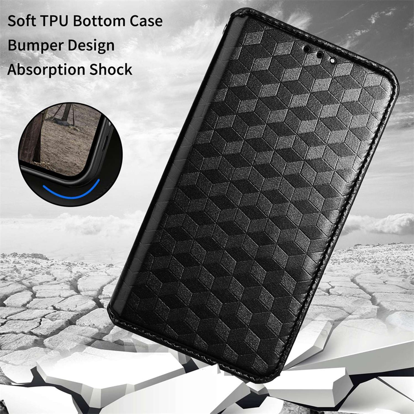 For Honor X8 / X30i Magnetic Auto-absorbed PU Leather Case Imprinting Rhombus Pattern Phone Wallet Stand Cover