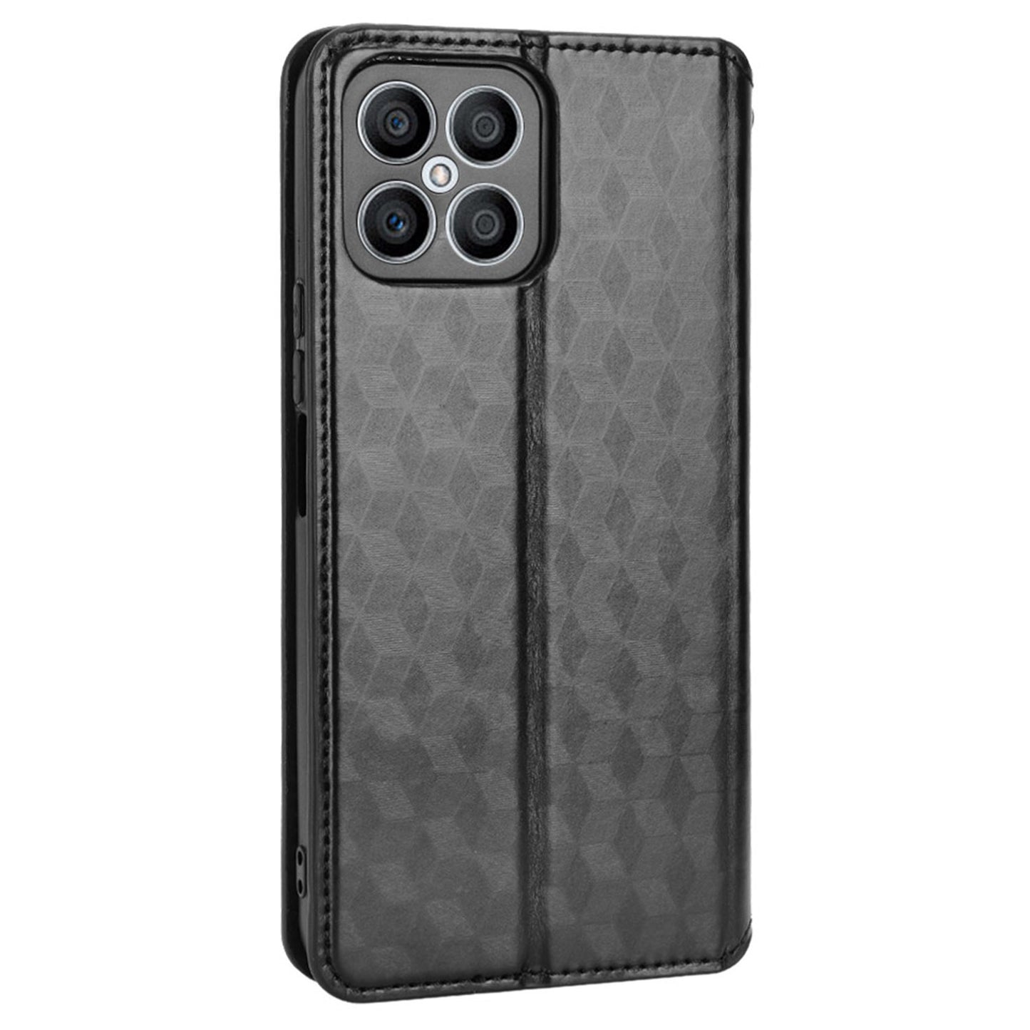 For Honor X8 / X30i Magnetic Auto-absorbed PU Leather Case Imprinting Rhombus Pattern Phone Wallet Stand Cover