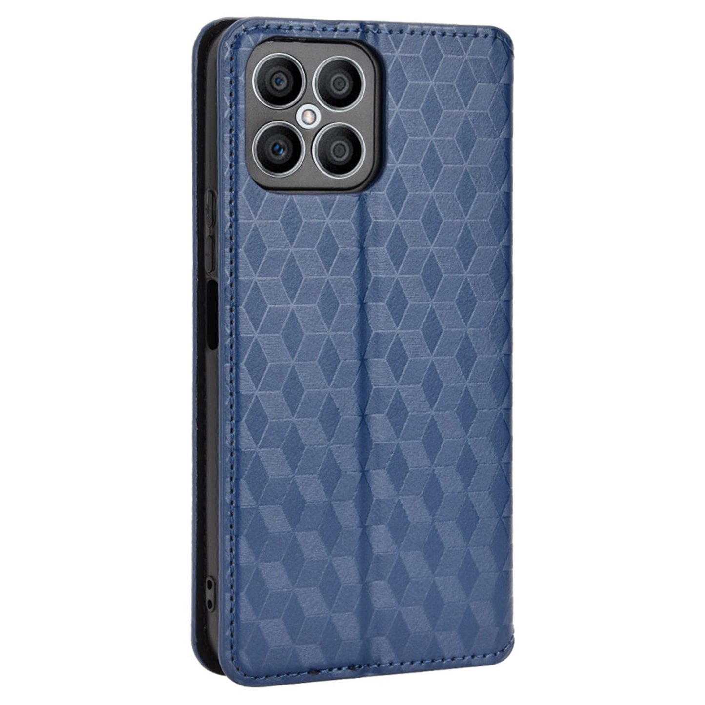 For Honor X8 / X30i Magnetic Auto-absorbed PU Leather Case Imprinting Rhombus Pattern Phone Wallet Stand Cover