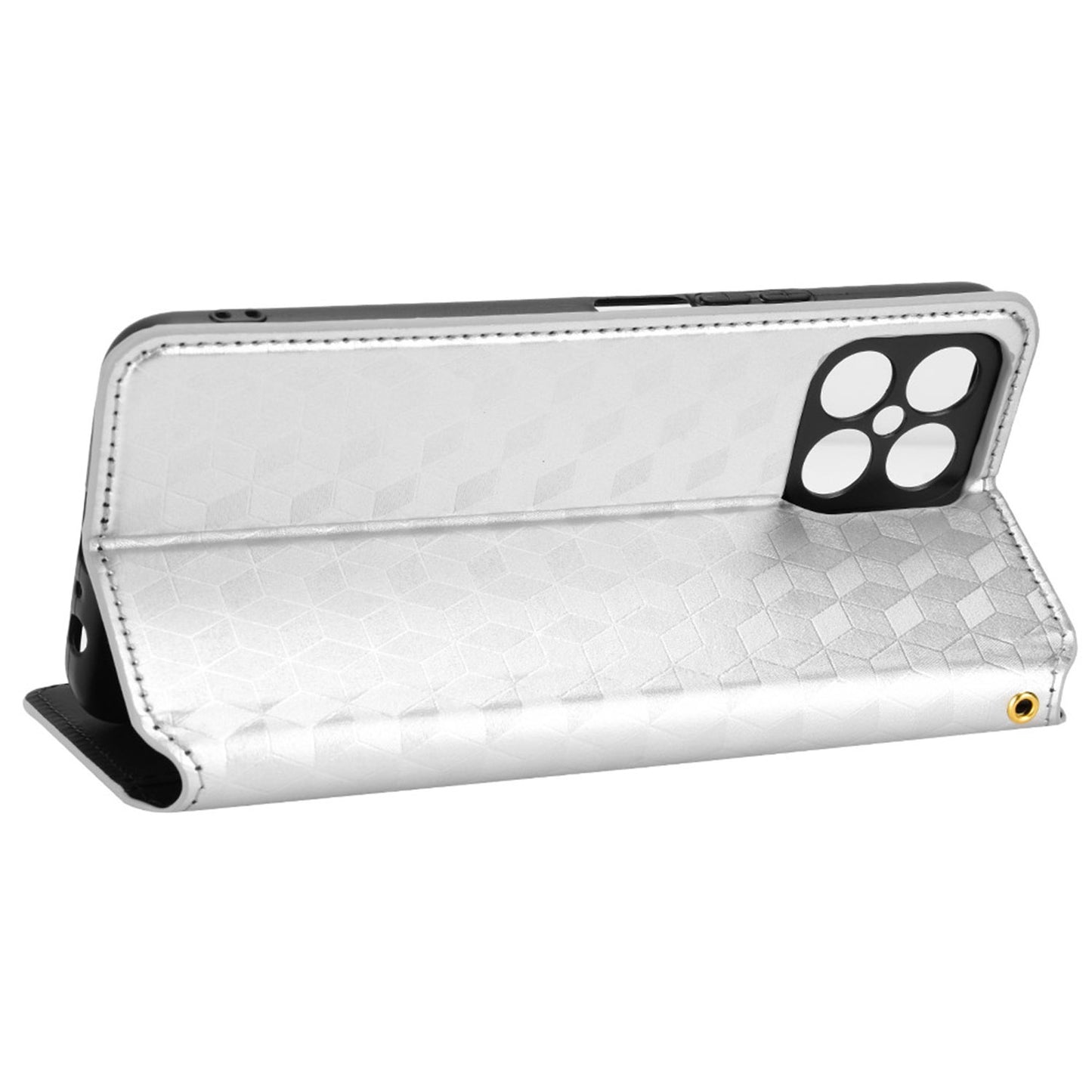 For Honor X8 / X30i Magnetic Auto-absorbed PU Leather Case Imprinting Rhombus Pattern Phone Wallet Stand Cover